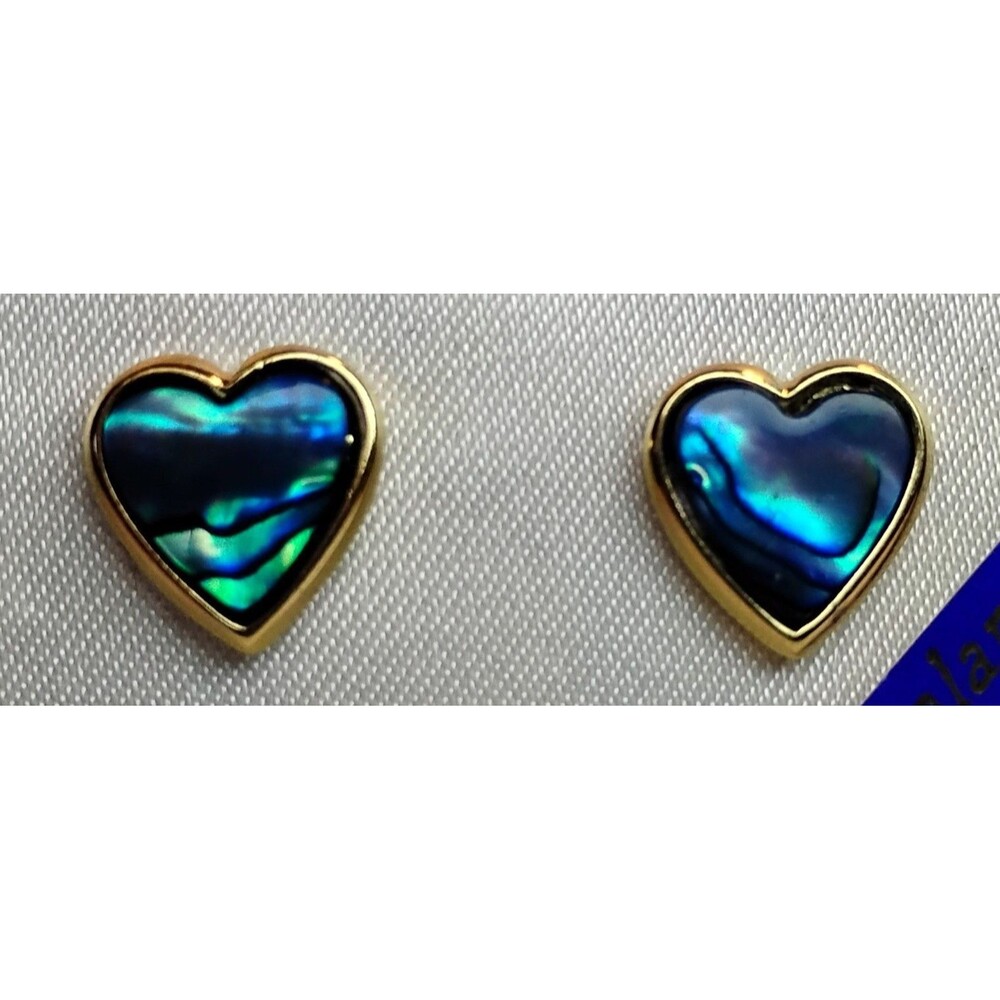Paua Jewelry - 22k Gold Plated Heart stud Earrings